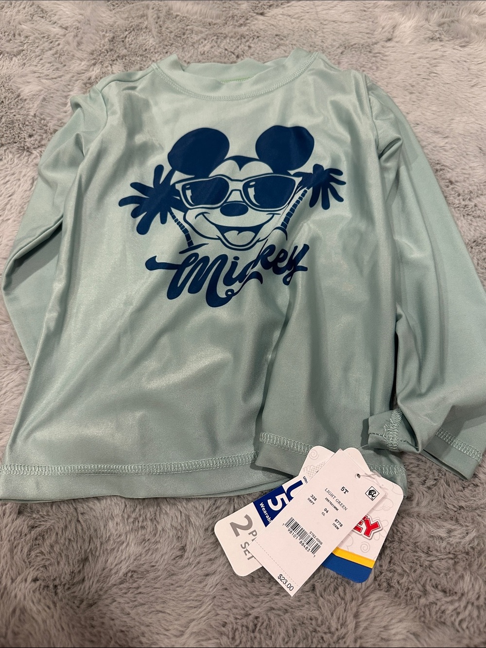 Mickey Graphic Light Aqua Long Sleeve Shirt 5T